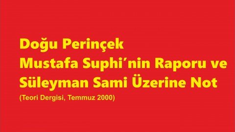Mustafa Suphi’nin Stalin’e Raporu ve Mustafa Kemal Süleyman Sami görüşmesi üzerine birkaç not